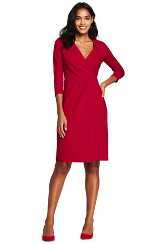 red faux wrap dress