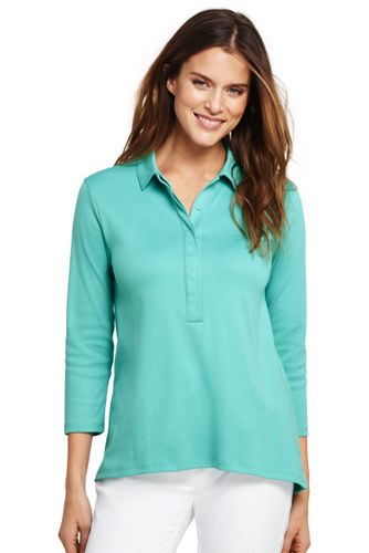 women's polo shirts with three quarter sleeves