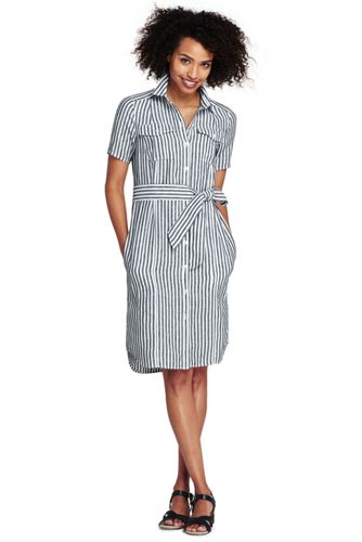 Women s Print Utility Linen Shirt Dress Lands End Women s Print Utility Linen Shirt Dress Lands End