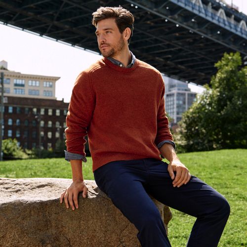 MEN'S PREMIUM LAMBSWOOL LONG SLEEVE CREW NECK SWEATER