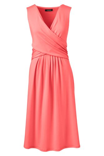 lands end wrap front fit and flare dress