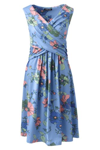 lands end wrap front fit and flare dress