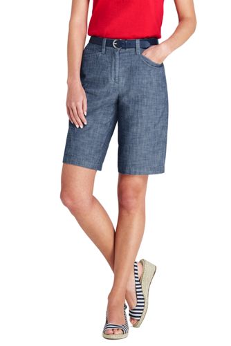 Women's Mid Rise 10″ Chambray Bermuda Shorts | Lands' End