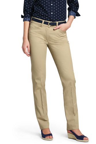 Women's Mid Rise Straight Leg Chino Trousers | Lands' End