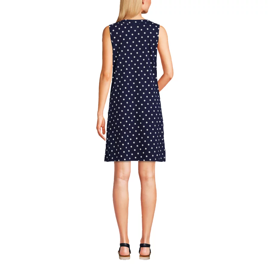 Women's Cotton Jersey Sleeveless Swim Cover Up Dress Print view 1