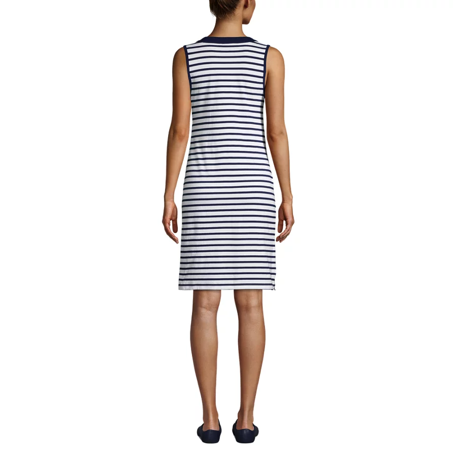 Women's Cotton Jersey Sleeveless Swim Cover Up Dress Print