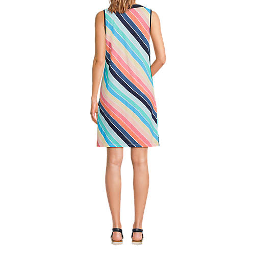 Women's Cotton Jersey Sleeveless Swim Cover-up Dress Print - Secondary