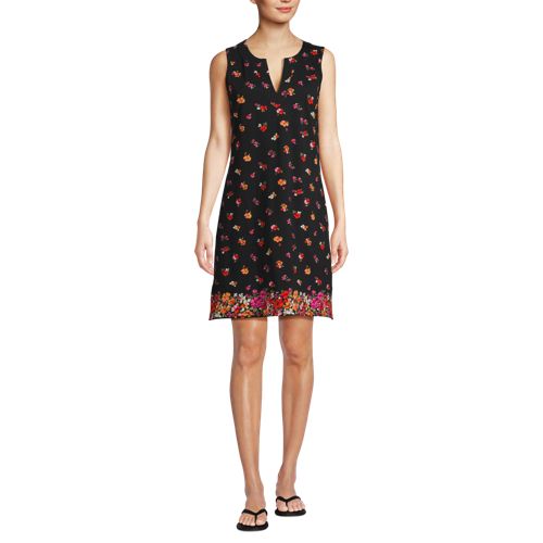Women's Cotton Jersey Sleeveless Swim Cover-up Dress Print, Front