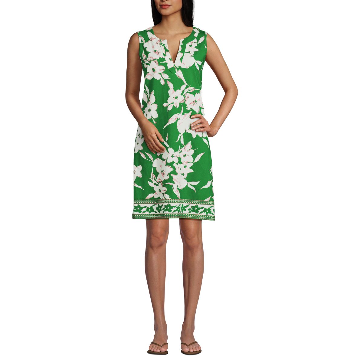 Women's Cotton Jersey Sleeveless Swim Cover-up Dress Print