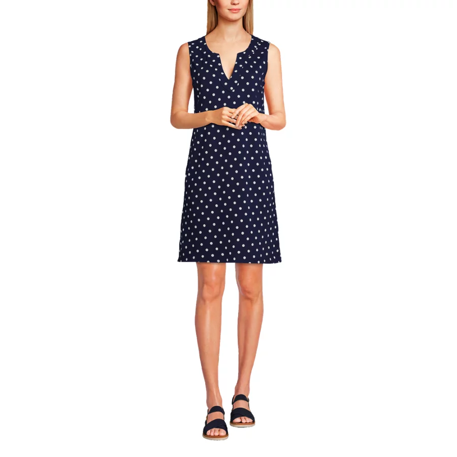 Women's Cotton Jersey Sleeveless Swim Cover Up Dress Print view 2