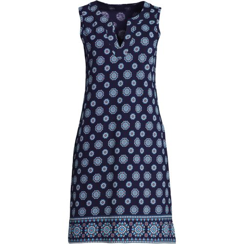 Women's Embroidered Cotton Jersey Sleeveless Swim Cover-up Dress