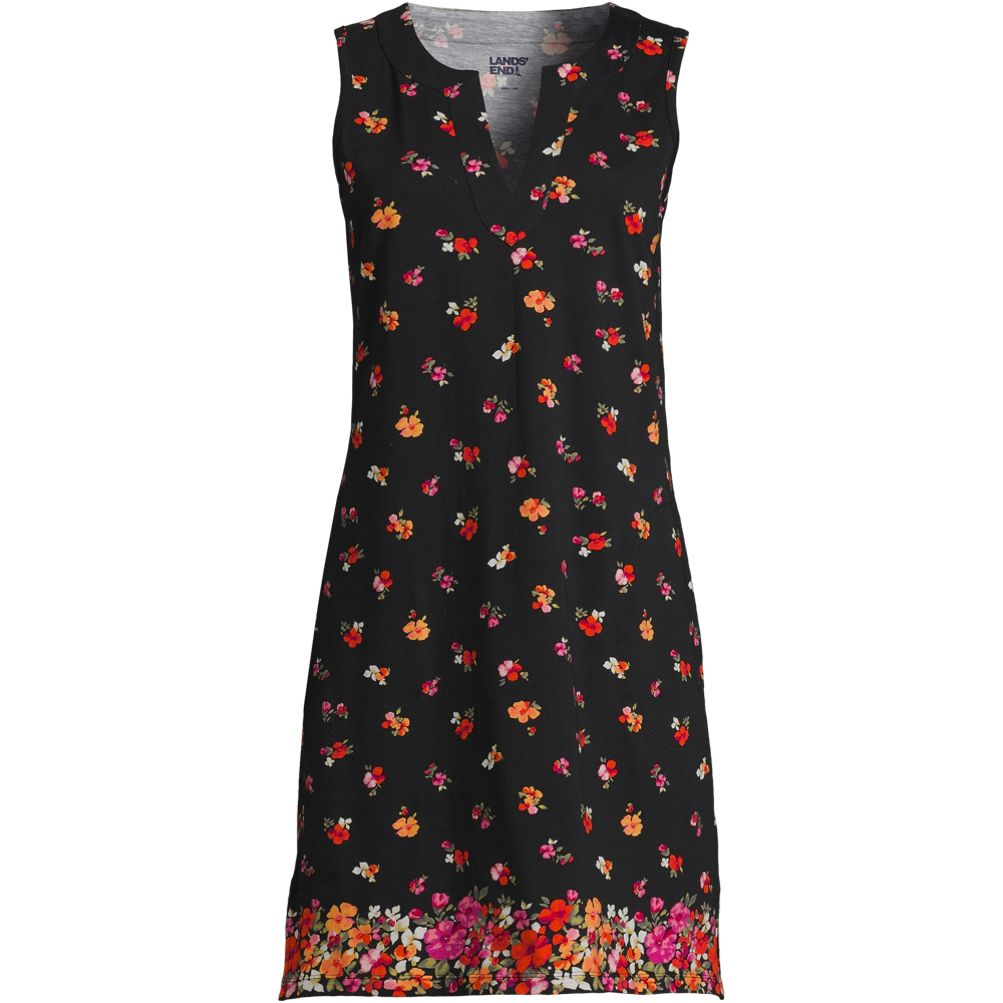 Women's Cotton Jersey Sleeveless Swim Cover-up Dress Print