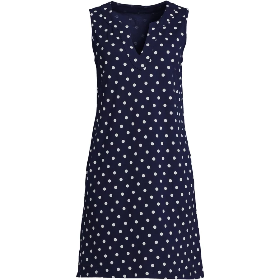Women's Cotton Jersey Sleeveless Swim Cover Up Dress Print view 4