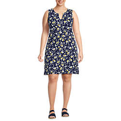 Women's Plus Size Cotton Jersey Sleeveless Swim Cover-up Dress Print, Front