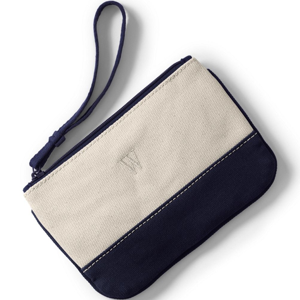 Large Flat Pouch Cotton Canvas Zipper Cosmetic Bag