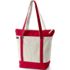 Medium Natural 5 Pocket Zip Top Long Handle Canvas Tote Bag, Front