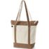 Medium Natural 5 Pocket Zip Top Long Handle Canvas Tote Bag, Front