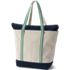 Large Natural 5 Pocket Zip Top Long Handle Canvas Tote Bag, Back