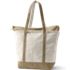 Large Natural 5 Pocket Zip Top Long Handle Canvas Tote Bag, Back