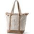 Large Natural 5 Pocket Zip Top Long Handle Canvas Tote Bag, Front
