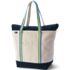 Large Natural 5 Pocket Zip Top Long Handle Canvas Tote Bag, Front