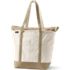 Large Natural 5 Pocket Zip Top Long Handle Canvas Tote Bag, Front