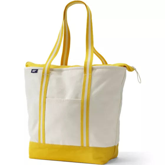 Large 5 Pocket Zip Top Long Handle Canvas Tote Bag - primary