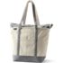 Large Natural 5 Pocket Zip Top Long Handle Canvas Tote Bag, Front