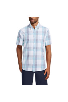 Men's Short Sleeve Seersucker Cotton Shirt 