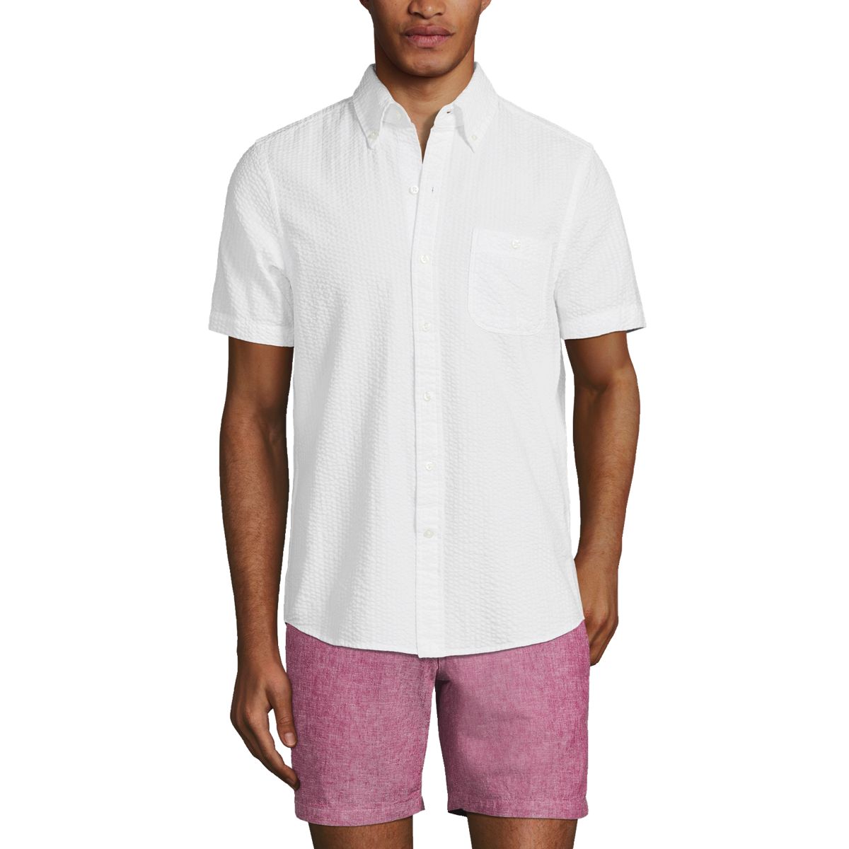 Men's Traditional Fit Short Sleeve Seersucker Shirt