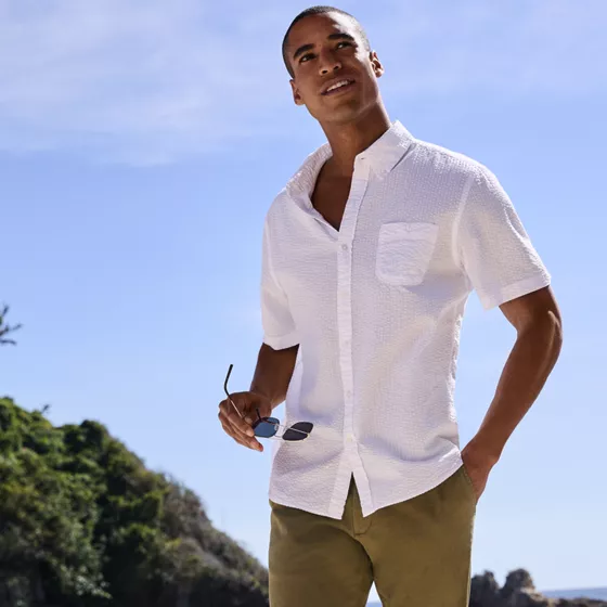Men's Short Sleeve Seersucker Shirt - primary