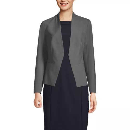 Women's Washable Wool Collarless Blazer, Front