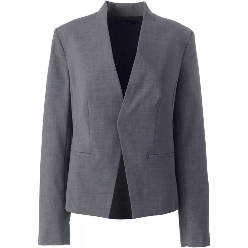 Women's Washable Wool Collarless Blazer, Front