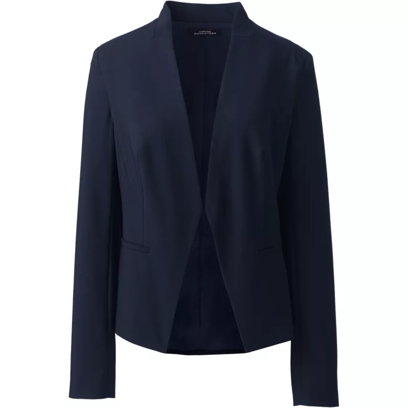 Women's Plus Size Washable Wool Collarless Blazer, Front