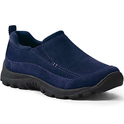 School Uniform Kids All Weather Suede Leather Slip On Moc Shoes, Front