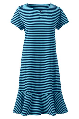 Women's Short Sleeve Ruffle Hem Tee Shirt Dress