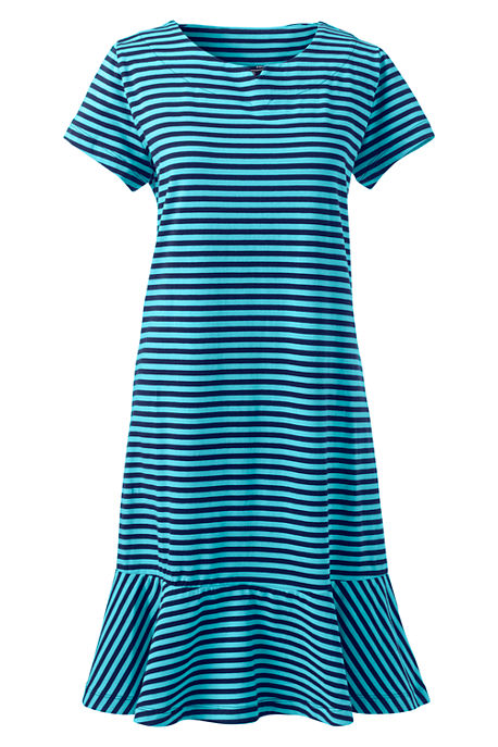 Women's Short Sleeve Ruffle Hem Tee Shirt Dress