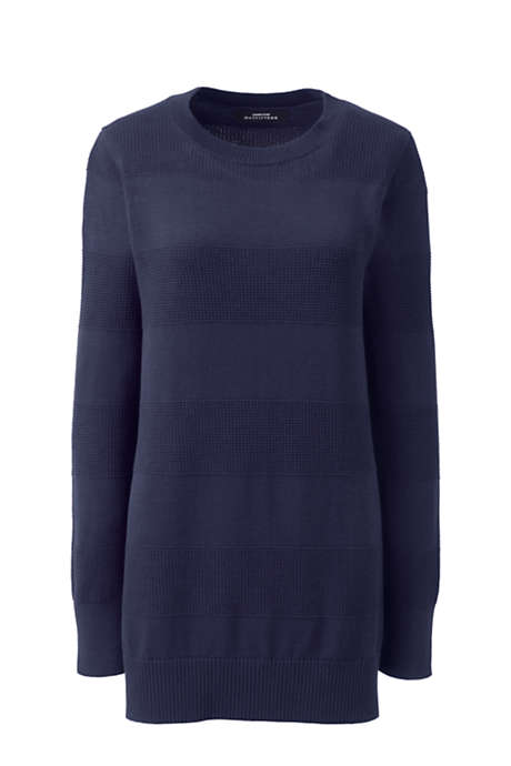 Women's Cotton Modal Long Sleeve Texture Stripe Tunic Sweater