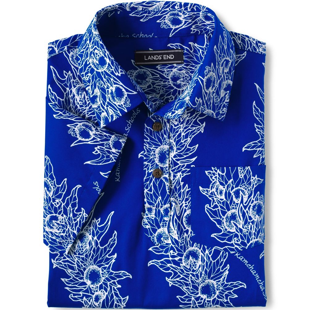 School Uniform Kamehameha Boys Short Sleeve Aloha Shirt | Lands' End