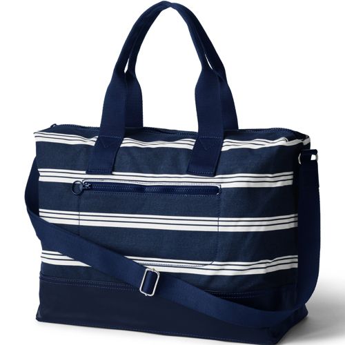 Lands' End Print Canvas Weekender Natural/glen Check