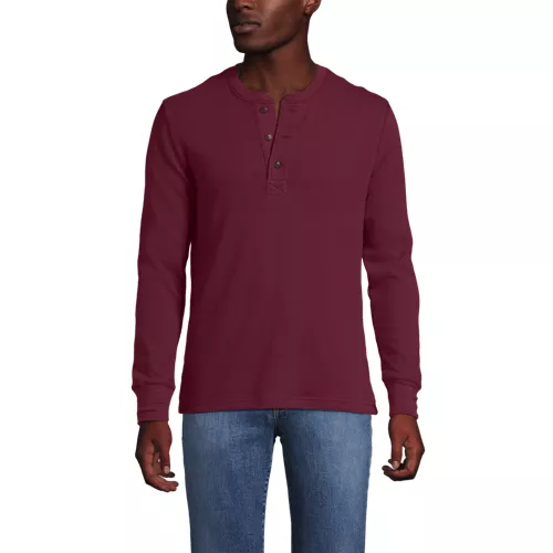 Men's Long Sleeve Thermal Waffle Henley, Front