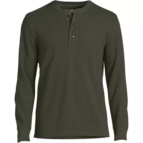 Men's Long Sleeve Thermal Waffle Henley, Front