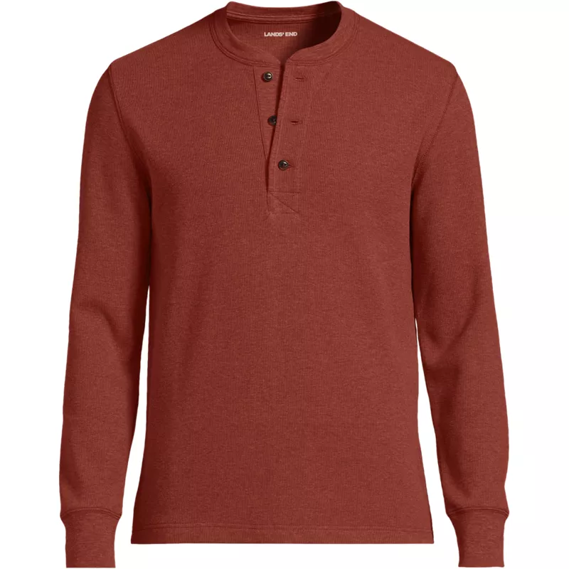 Men's Long Sleeve Thermal Waffle Henley, Front