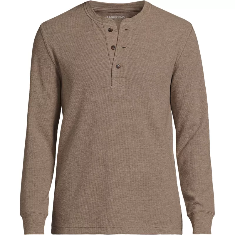 Men's Long Sleeve Thermal Waffle Henley, Front
