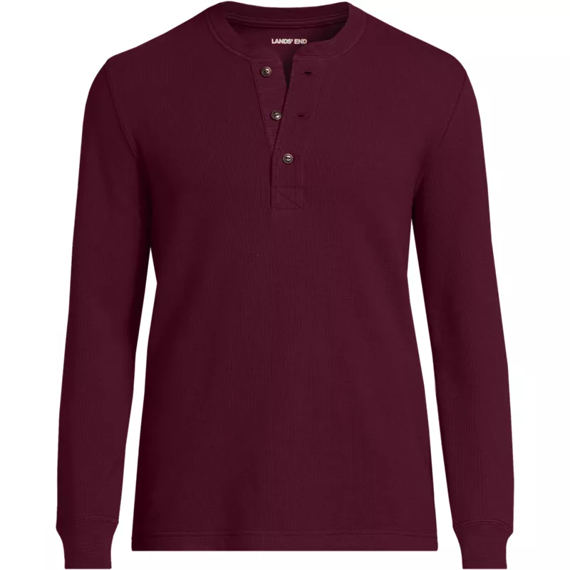 Men's Big and Tall Long Sleeve Thermal Waffle Henley, Front