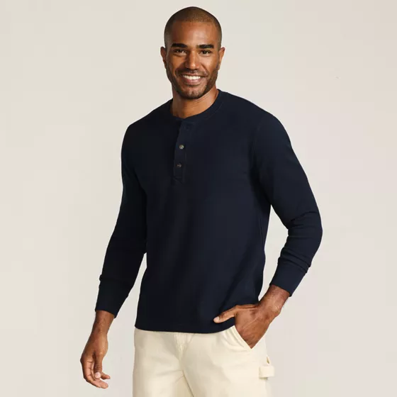 Men's Big and Tall Long Sleeve Thermal Waffle Henley - primary