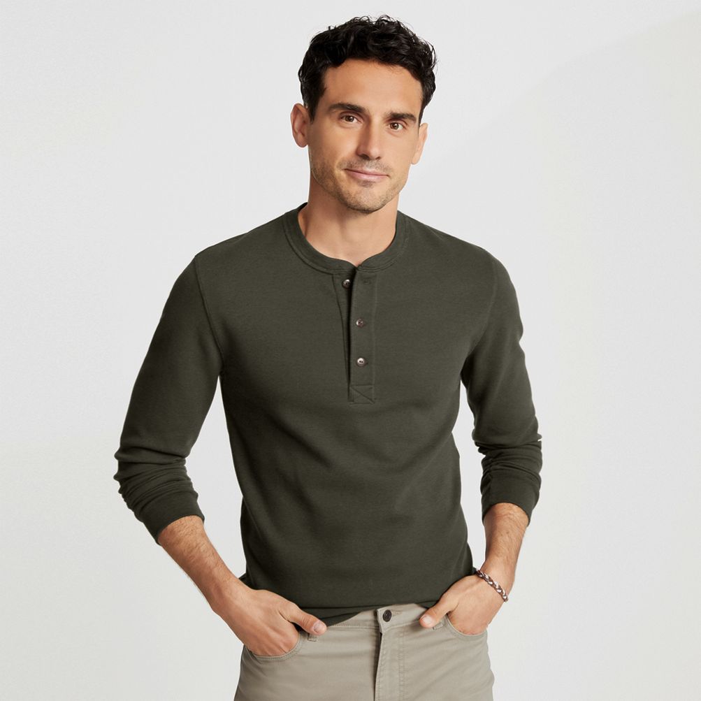 Men's Waffle-Knit Henley Athletic Top - All in Motion™ Stone L in 2023