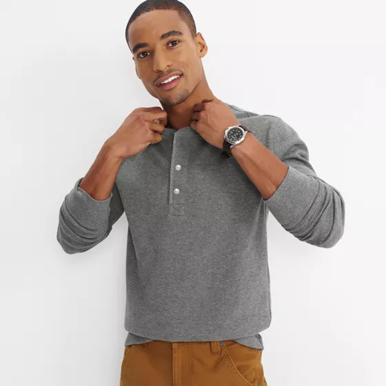 Men's Long Sleeve Thermal Waffle Henley - primary