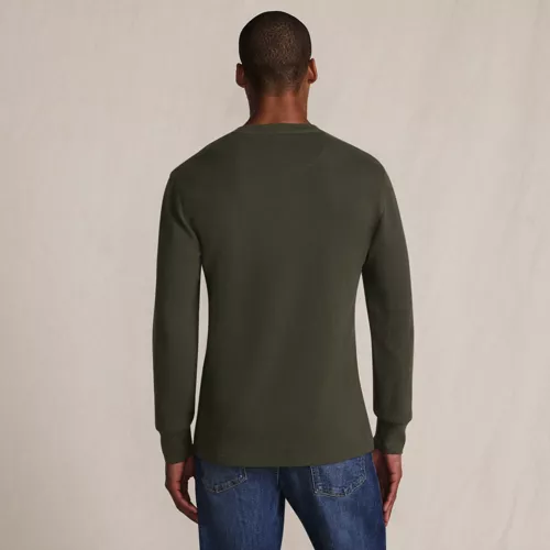 Men's Long Sleeve Thermal Waffle Henley, Back