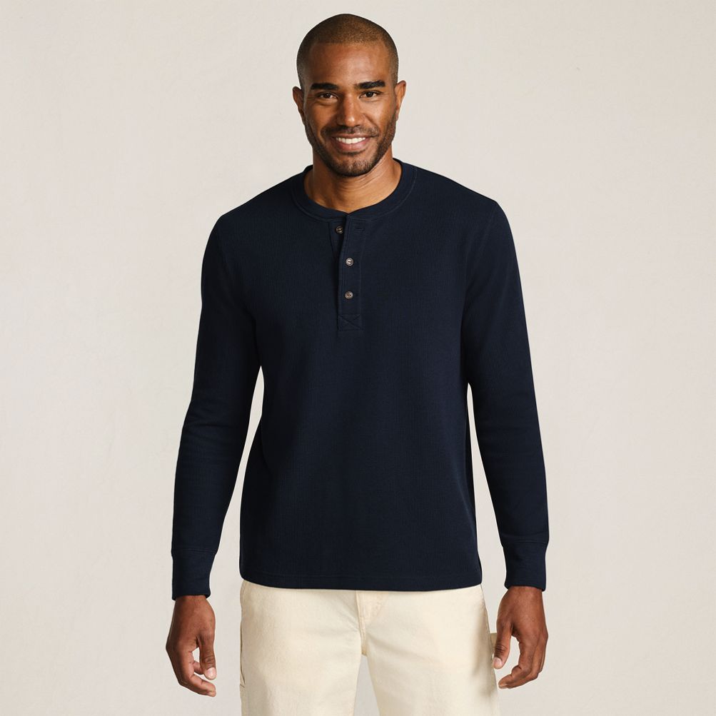Men's Long Sleeve Thermal Waffle Henley | Lands' End